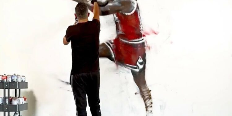Jumpman — Hand Painted Animated Mural By Victoriano