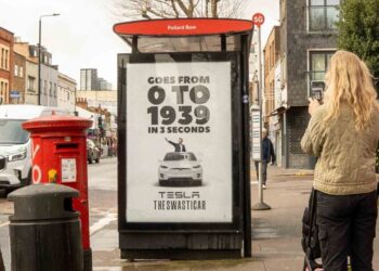 Fake Tesla OOH — From 0 to 1939 in 3 seconds