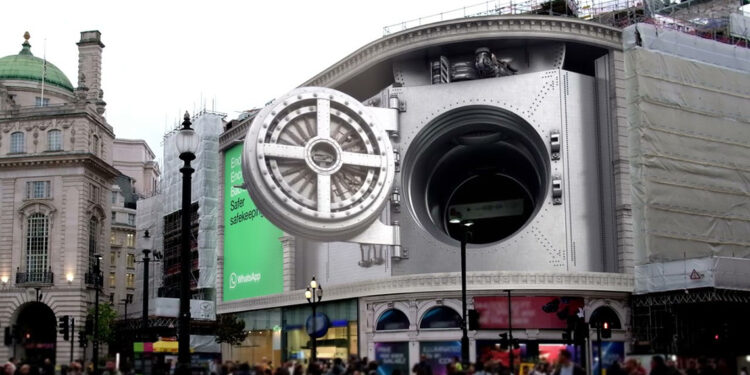 WhatsApp – Privately at London, Piccadilly Square