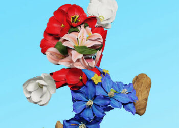 Mario In Flowers By Raku Inoue