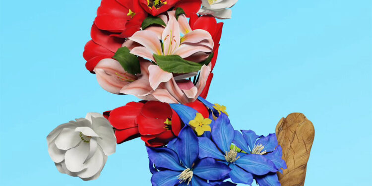 Mario In Flowers By Raku Inoue