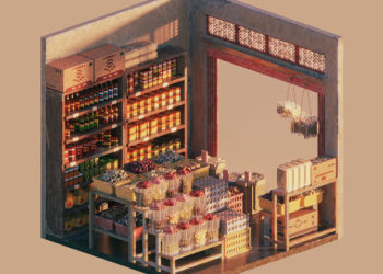 Voxel Shops and Food Stalls by Shin Oh Tuck