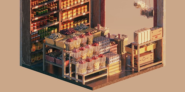 Voxel Shops and Food Stalls by Shin Oh Tuck